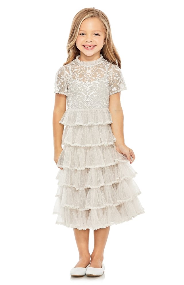 Kids\' Embroidered Tiered Tulle Dress